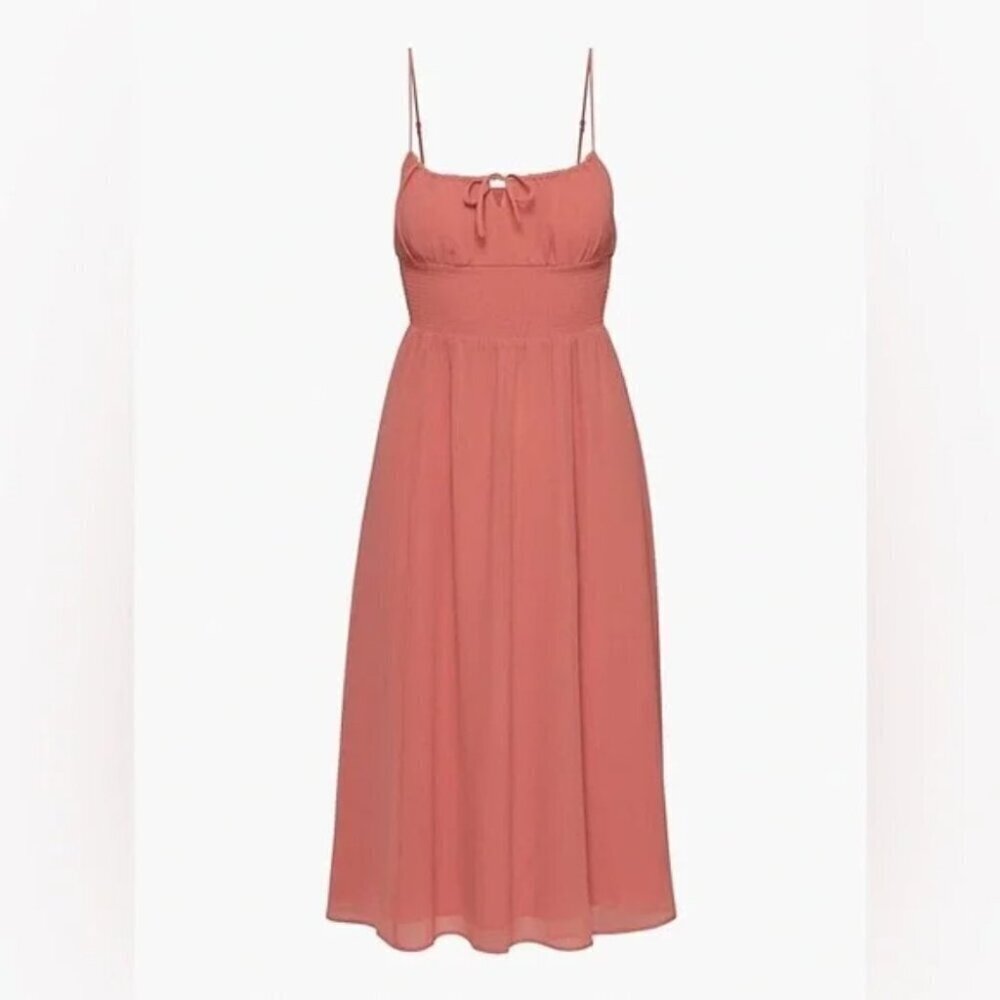 Aritzia Wilfred Genoa Midi Chiffon Dress Warm Sienna Red Size XS